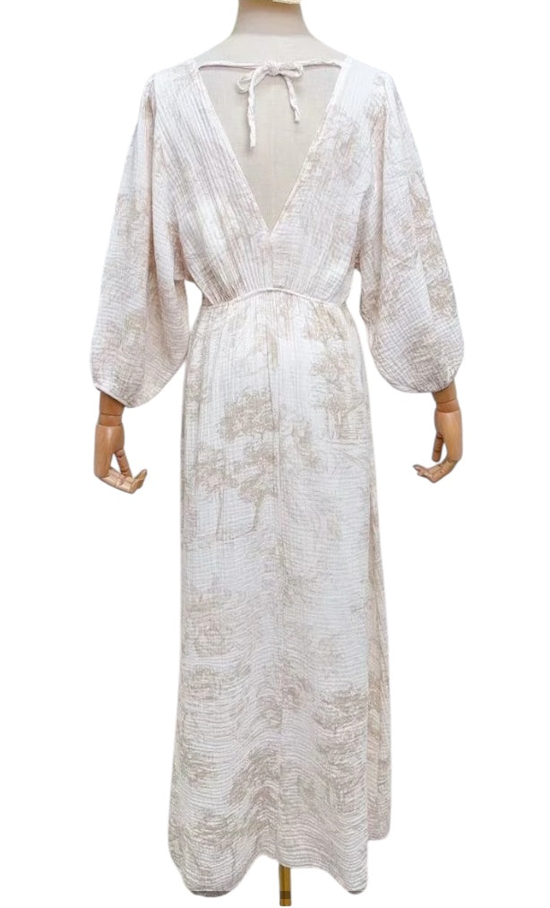 Robe gaze de coton beige