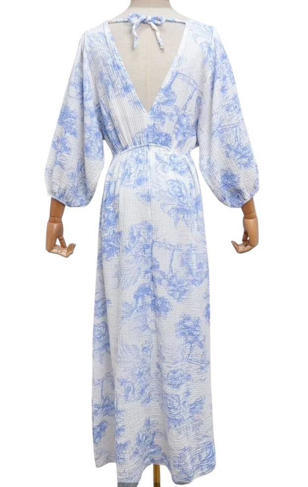 Robe gaze de coton bleue