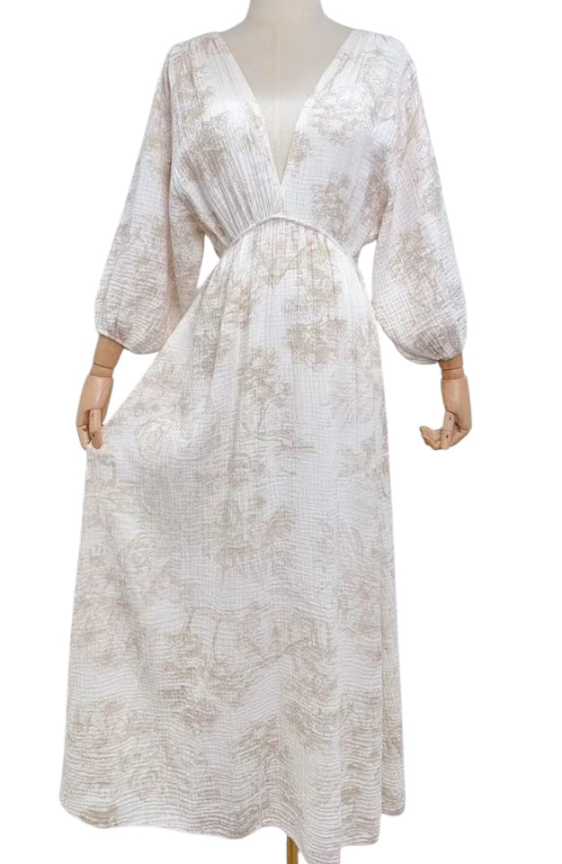 Robe gaze de coton beige