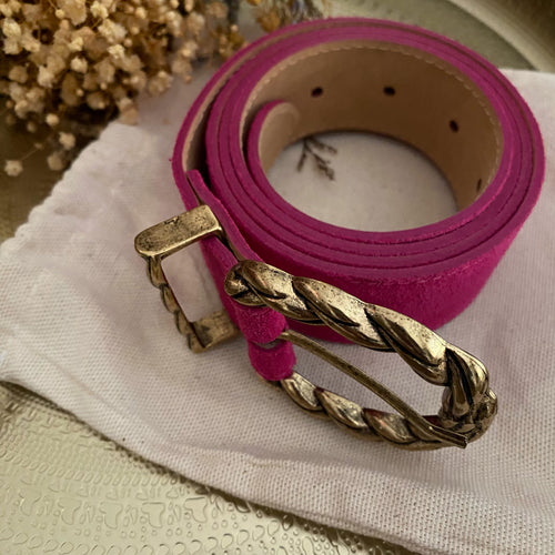 Pink leather belt